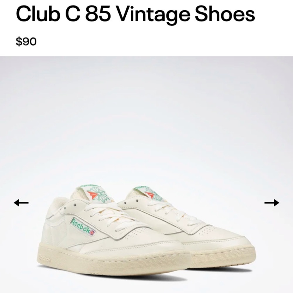 Size 7 Club C 85 vintage Reebok in chalk